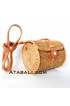 Mini Barrel ata rattan handwoven bag with leather clip